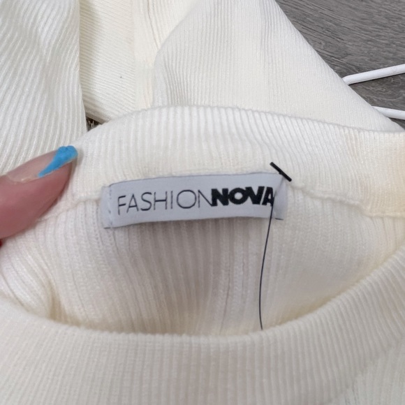 FASHION NOVA RAINBOW STRIPE IVORY SWEATER MINI DRESS - Picture 5 of 6